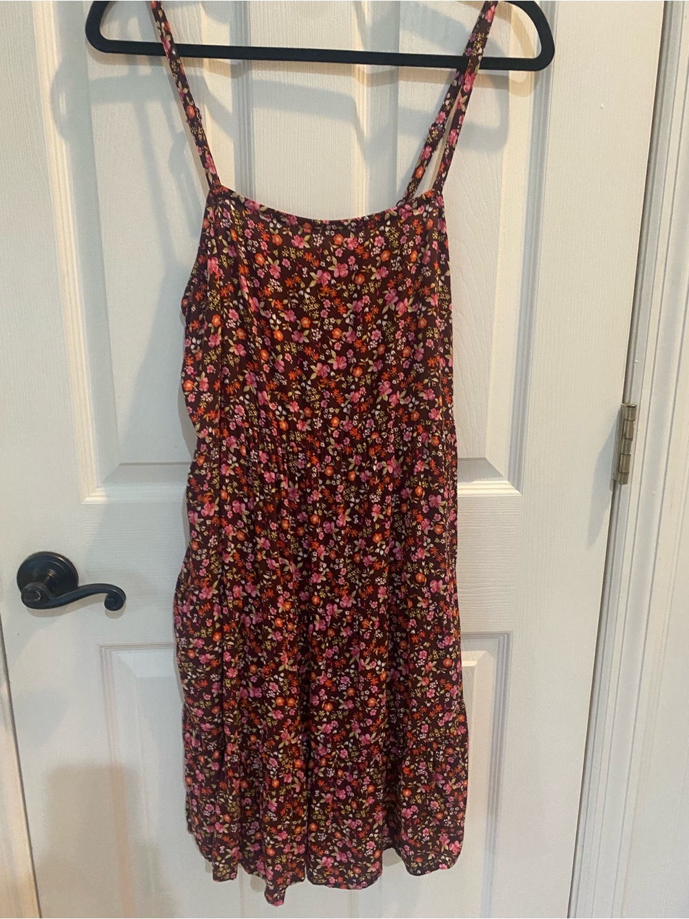 Old Navy fall floral spaghetti strap dress.